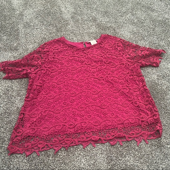 Philosophy Tops - Philosophy Fuchsia Lace Blouse